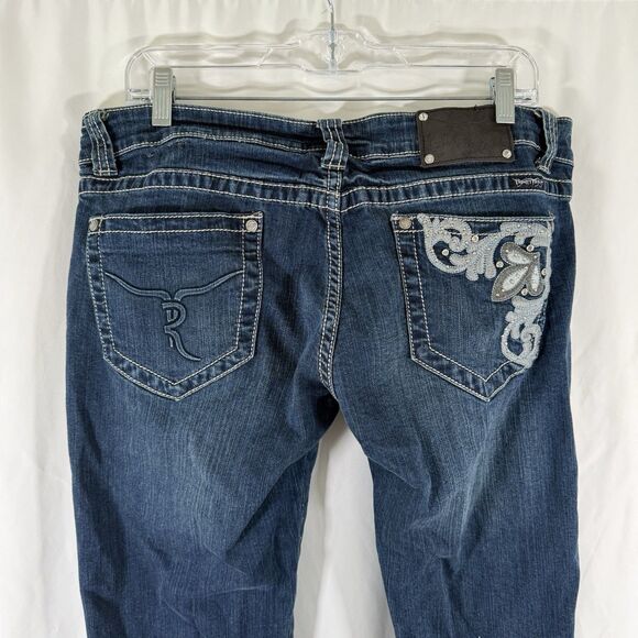 Trinity Ranch Jeans Womens 17 35x35 Dark Wash Blue Denim Bedazzled Cotton Blend - Picture 12 of 16